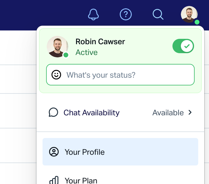 Profile menu